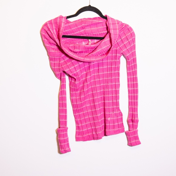 Free People Sweaters - Free People Snowbunny Girlfriend Off The Shoulder Knit Pink Metallic Sweater XS